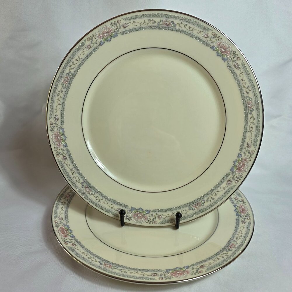 TWO Lenox Charleston Dinner Plate Pastel Floral Band Cosmopolitan Line